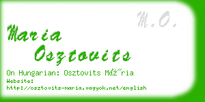 maria osztovits business card